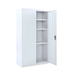 FLAVORA Lockable Metal Storage Cabinet 3 Shelf 2 Door Office in White - Size: 0.6m2 - thumbnail 1