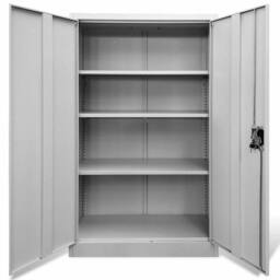 FLAVORA Lockable Metal Storage Cabinet 3 Shelf 2 Door Office in White - Size: 0.6m2 - thumbnail 4