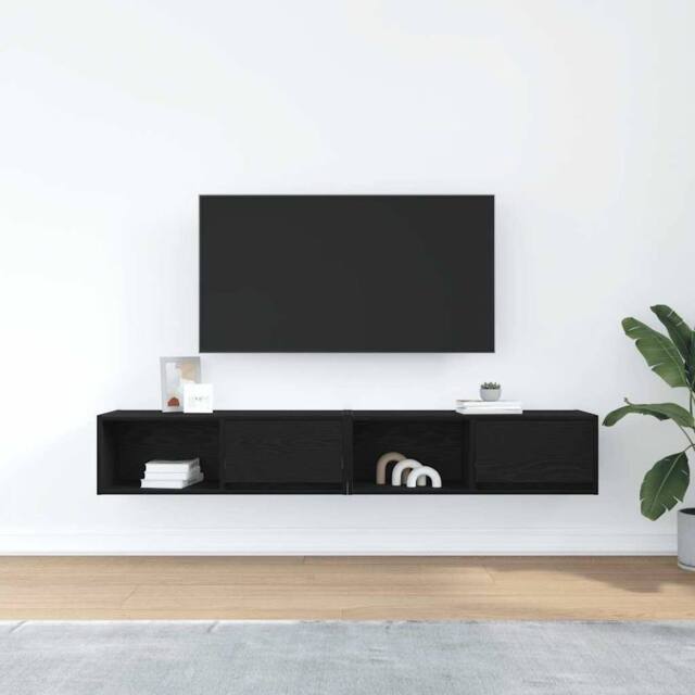 Berkfield Home TV Cabinets 2 pcs Black Oak 80x31x25.5 cm Engineered Wood - image 1