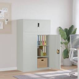 Berkfield Home Durable File Cabinet Light Grey 90x40x145 cm Steel - Size: 90 x 40 x 145 cm - thumbnail 2
