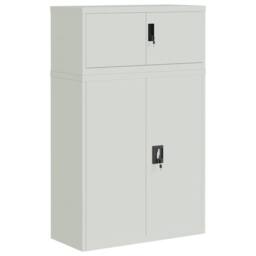 Berkfield Home Durable File Cabinet Light Grey 90x40x145 cm Steel - Size: 90 x 40 x 145 cm - thumbnail 3