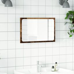 Berkfield Home Bathroom Mirror with LED Light Old Wood 60x8.5x38 cm in Brown - thumbnail 4