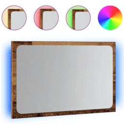 Berkfield Home Bathroom Mirror with LED Light Old Wood 60x8.5x38 cm in Brown - thumbnail 2