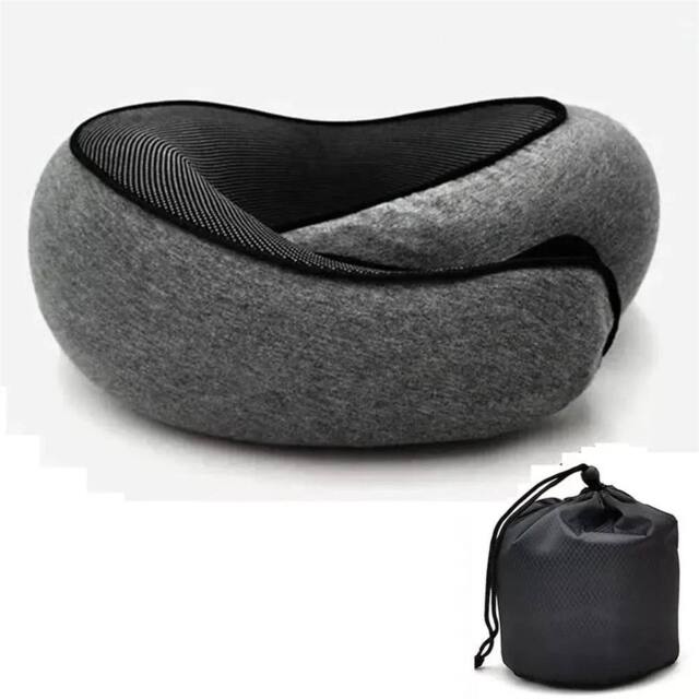 Nordara Dark Black U Shaped Memory Foam Travel Pillow for Car Plane in Grey - image 1