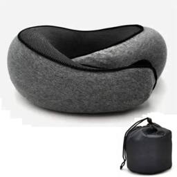 Nordara Dark Black U Shaped Memory Foam Travel Pillow for Car Plane in Grey - thumbnail 1