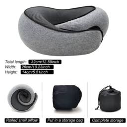 Nordara Dark Black U Shaped Memory Foam Travel Pillow for Car Plane in Grey - thumbnail 3