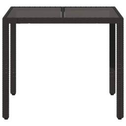 Berkfield Home Garden Table with Glass Top Black 90x90x75 cm Poly Rattan - Size: 90 x 90 x 75 cm - thumbnail 4
