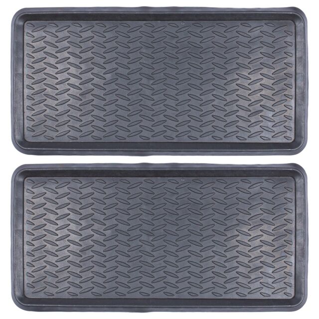 Nicola Spring Heavy Duty Rubber Boot Tray - 80 x 40cm - Black - Pack of 2 - Size: 40 cm x 80 cm - image 1
