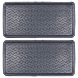 Nicola Spring Heavy Duty Rubber Boot Tray - 80 x 40cm - Black - Pack of 2 - Size: 40 cm x 80 cm - thumbnail 1