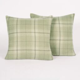 OHS 4 Pack Woven Check Filled Cushions Printed Soft in Light Green - Size: 45 cm x 45 cm - thumbnail 5