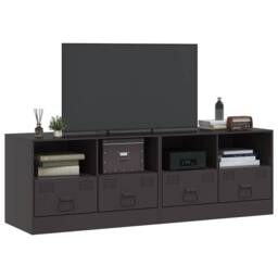 Berkfield Home TV Cabinets 2pcs Black 67x39x44 cm Steel - Size: 67 x 39 x 44 cm - thumbnail 1