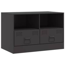 Berkfield Home TV Cabinets 2pcs Black 67x39x44 cm Steel - Size: 67 x 39 x 44 cm - thumbnail 7