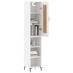 Berkfield Home Highboard White 34.5x34x180 cm Engineered Wood - thumbnail 3