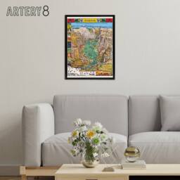 "Artery8 Map Mora 1931 Yosemite Valley Framed Canvas Wall Art Print - Size: W18"" x H24""" - thumbnail 3