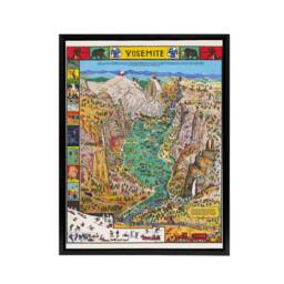 "Artery8 Map Mora 1931 Yosemite Valley Framed Canvas Wall Art Print - Size: W18"" x H24""" - thumbnail 1