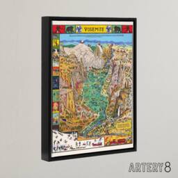 "Artery8 Map Mora 1931 Yosemite Valley Framed Canvas Wall Art Print - Size: W18"" x H24""" - thumbnail 2