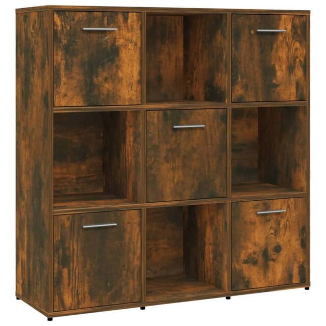 Berkfield Home Book Cabinet Smoked Oak 90x30x90 cm Engineered Wood in Brown - Size: 90 x 30 x 90 cm - image 1