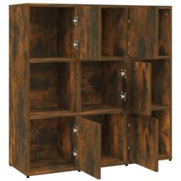 Berkfield Home Book Cabinet Smoked Oak 90x30x90 cm Engineered Wood in Brown - Size: 90 x 30 x 90 cm - thumbnail 5