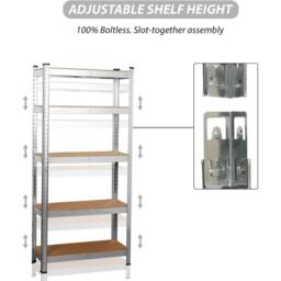 SPETLEK Garage Shelving Units 5 Tier Heavy Duty in Silver - Size: 0.6m2 - thumbnail 3
