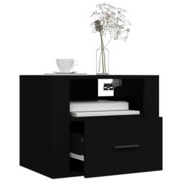 Berkfield Home Elegant Wall-mounted Bedside Cabinet Black 50x36x40 cm - Size: 50 x 36 x 40 cm - thumbnail 4
