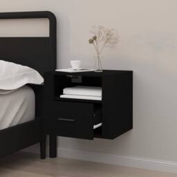 Berkfield Home Elegant Wall-mounted Bedside Cabinet Black 50x36x40 cm - Size: 50 x 36 x 40 cm - thumbnail 1
