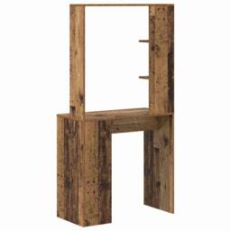 Berkfield Home Brown Writing Desk Old Wood Solid Reclaimed Wood Medium Shelving - thumbnail 7