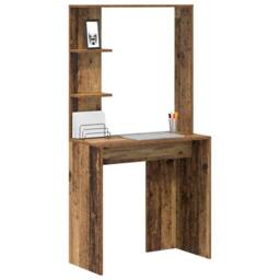 Berkfield Home Brown Writing Desk Old Wood Solid Reclaimed Wood Medium Shelving - thumbnail 3
