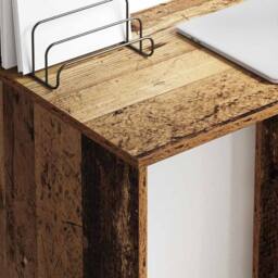 Berkfield Home Brown Writing Desk Old Wood Solid Reclaimed Wood Medium Shelving - thumbnail 4