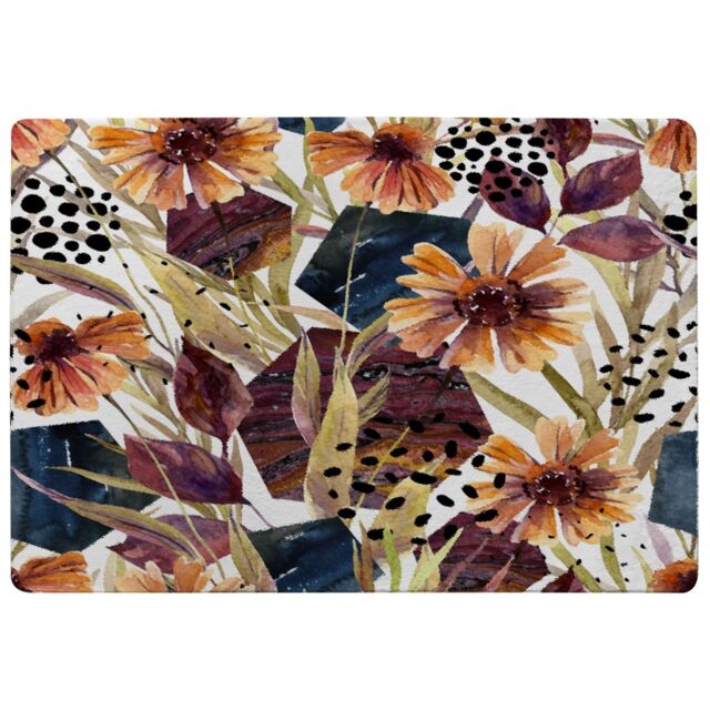 Benjamin Tate Design Autumn Geometric Flowers Rug in Natural - Size: Large - image 1