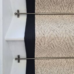 RainbowHome Herringbone Berber Beige Stain Free Stair Runner With 100% Black Cotton Border - Size: 55 cm x 700 cm - thumbnail 3