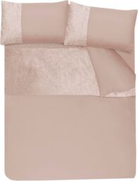Smart Living Soft & Elegant Cosy Velvet Cuff Panel Duvet Cover Set with Pillowcases in Light Beige - Size: Single - thumbnail 6