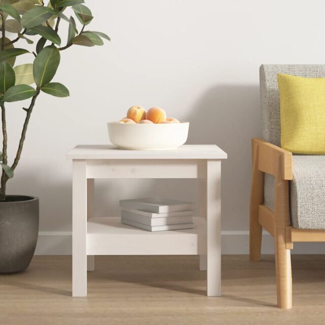 Berkfield Home Coffee Table White 45x45x40 cm Solid Wood Pine - Size: 45 x 45 x 40 cm - image 1