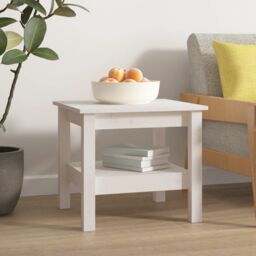 Berkfield Home Coffee Table White 45x45x40 cm Solid Wood Pine - Size: 45 x 45 x 40 cm - thumbnail 4