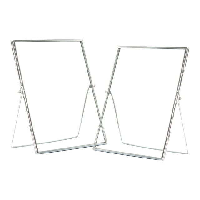 "Nicola Spring 2x Standing Metal Photo Frames - 8"" x 10"" Picture Display Poster Frame in Silver" - image 1