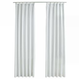 Berkfield Home Blackout Curtains with Hooks 2 pcs Off-White 140x225 cm in White - thumbnail 2