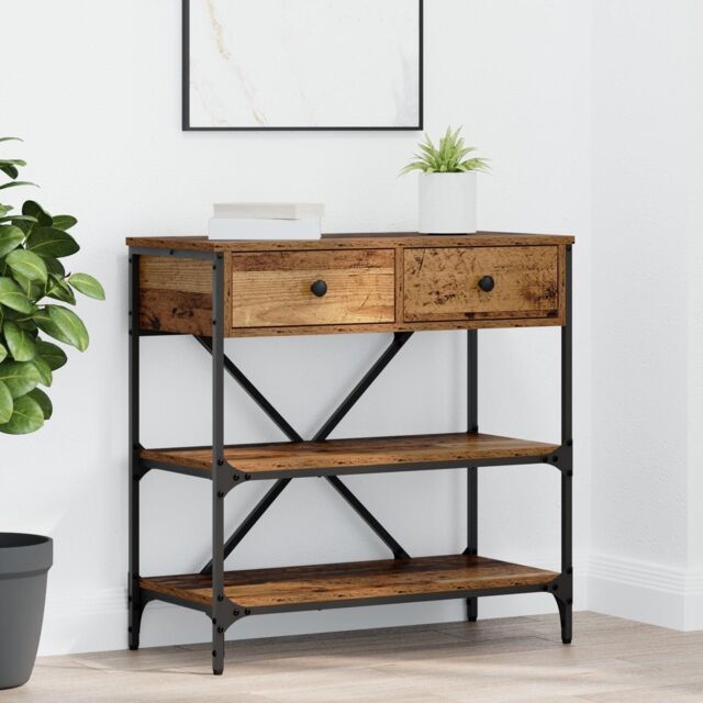 Berkfield Home Console Table Old Wood 75x34.5x75 cm Engineered Wood in Brown - image 1