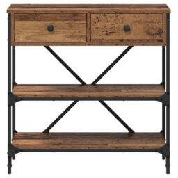 Berkfield Home Console Table Old Wood 75x34.5x75 cm Engineered Wood in Brown - thumbnail 5