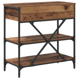 Berkfield Home Console Table Old Wood 75x34.5x75 cm Engineered Wood in Brown - thumbnail 7