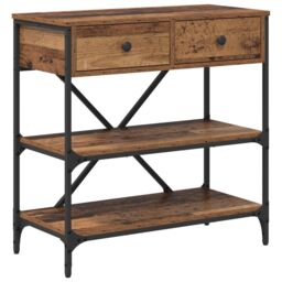 Berkfield Home Console Table Old Wood 75x34.5x75 cm Engineered Wood in Brown - thumbnail 2