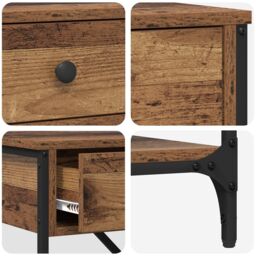 Berkfield Home Console Table Old Wood 75x34.5x75 cm Engineered Wood in Brown - thumbnail 8