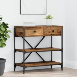Berkfield Home Console Table Old Wood 75x34.5x75 cm Engineered Wood in Brown - thumbnail 1