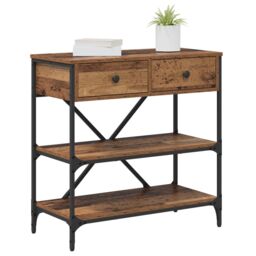 Berkfield Home Console Table Old Wood 75x34.5x75 cm Engineered Wood in Brown - thumbnail 3