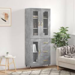 Berkfield Home Highboard Concrete Grey 69.5x34x180 cm Engineered Wood - thumbnail 1