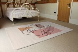 Benjamin Tate Design Minimal Line Drawing Of Womans Face Designer Rug in Natural - Size: Large - thumbnail 3