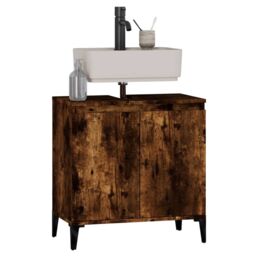 Berkfield Home Sink Cabinet Smoked Oak 58x33x60 cm Engineered Wood in Brown - Size: 58 x 33 x 60 cm - thumbnail 4