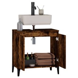 Berkfield Home Sink Cabinet Smoked Oak 58x33x60 cm Engineered Wood in Brown - Size: 58 x 33 x 60 cm - thumbnail 5
