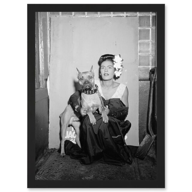 Artery8 Old Photo Portrait Blues Jazz Singer Billie Holiday USA Black & White A4 Artwork Framed Wall Art Print - image 1