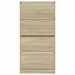 Berkfield Home Shoe Cabinet with 4 Flip-Drawers Sonoma Oak 80x21x163.5 cm in Light Tan - thumbnail 6
