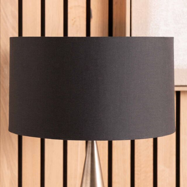 Ruma Black Cylinder Poly Cotton Lampshade for Table Lamps & Floor Lamps - Size: 18 inches - image 1
