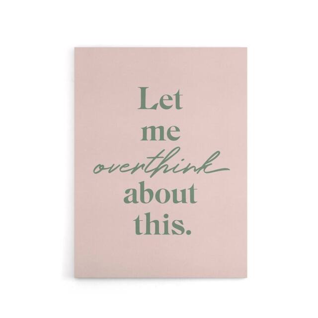 "Artery8 Let Me Overthink About This Pastel Pink Funny Canvas Wall Art Print - Size: W12"" x H16""" - image 1